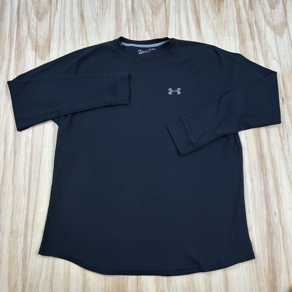 Under Armour ColdGear Fitted Compression Shirt Mens XL Black Long Sleeve Crew